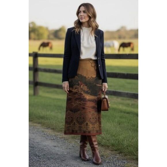 Lauren Ralph Lauren Dresses & Skirts - Vintage Lauren Ralph Lauren Wool Blend Midi Skirt Equestrian Fox Hunt Sz 22